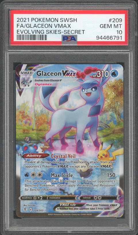 Pokemon Evolving Skies Glaceon VMax 209/203 PSA 10