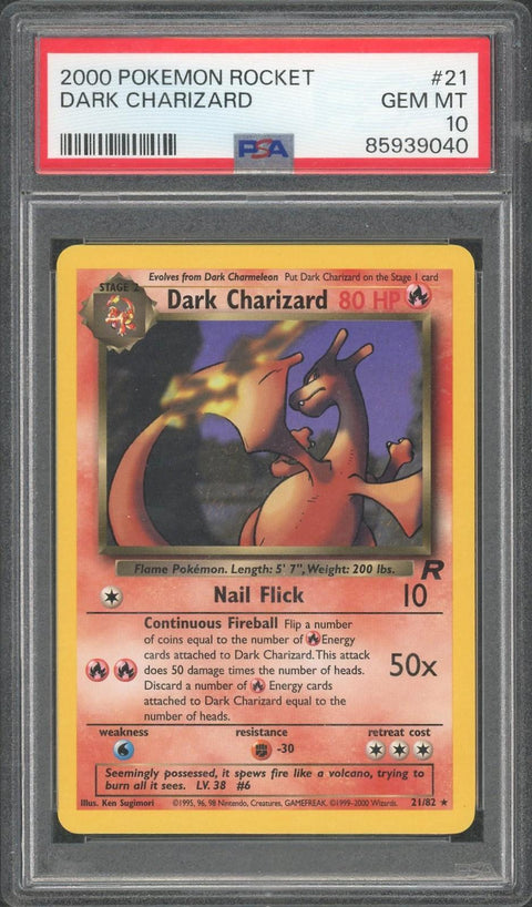 2000 Pokemon Team Rocket Dark Charizard PSA 10 #21