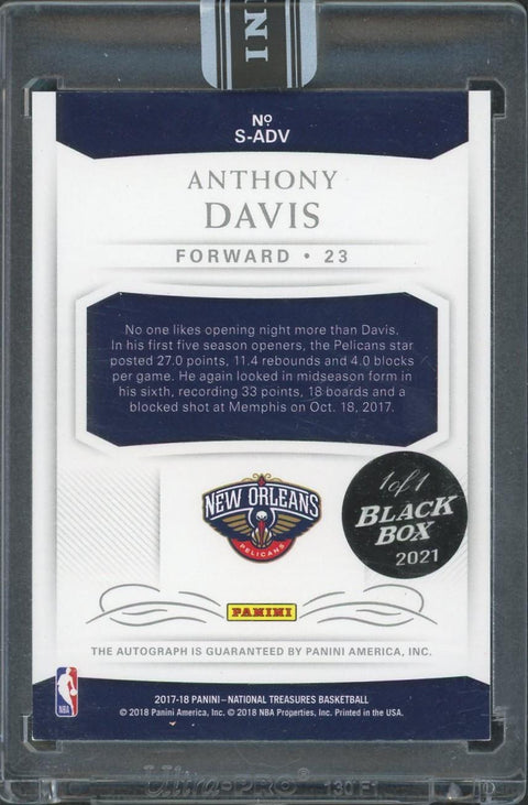 2017/18 Panini National Treasures Anthony Davis Auto Black Box 1/1