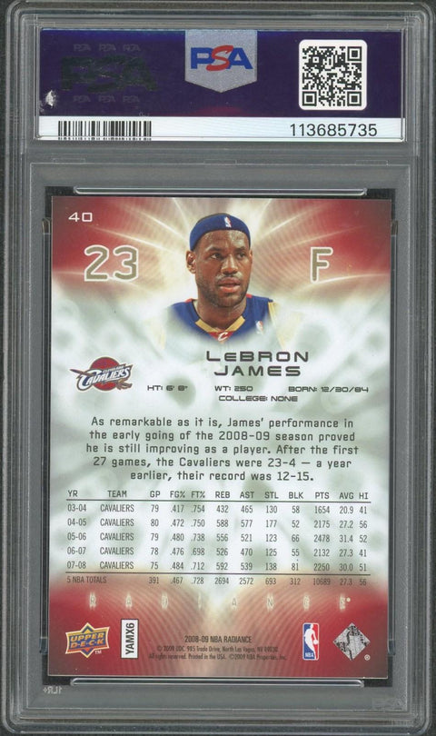 2008 Radiance LeBron James /299 PSA 8