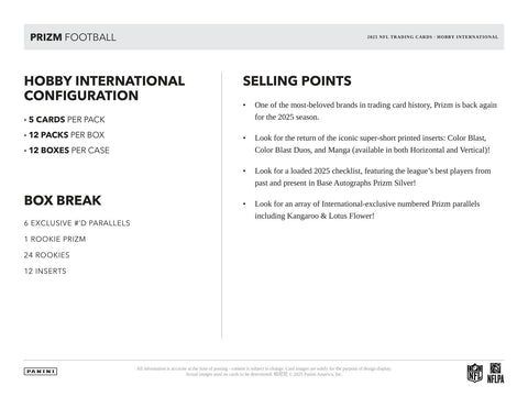 2025 Panini Prizm Football International Hobby