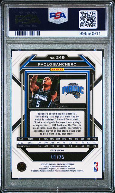 2022 Panini Prizm Paolo Banchero Purple Fast Break /75 #249 PSA 9
