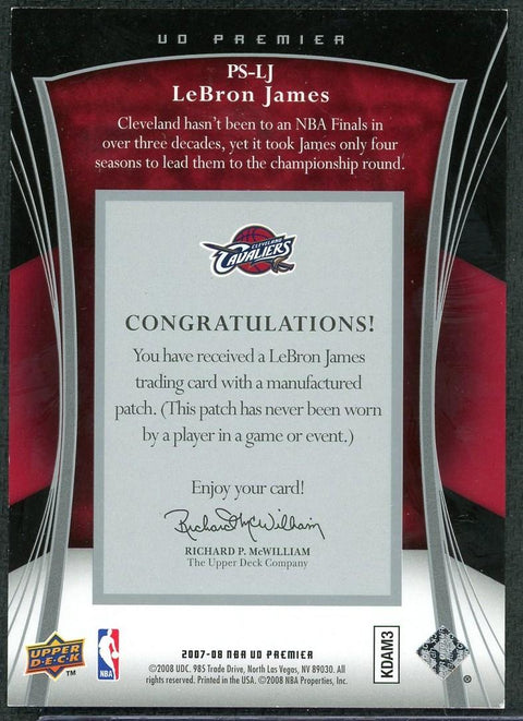 2007/08 Upper Deck Premier Lebron James Premier Stitchings 17/50