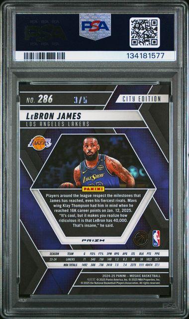 2024 Panini Mosaic LeBron James Spectris Green FOTL City Edition /5 #286 PSA 10