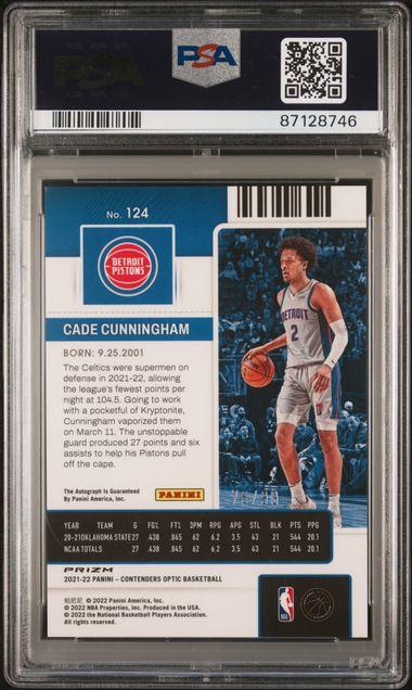 2021 Panini Contenders Optic Cade Cunningham Red Auto /99 #124 PSA 9 Auto 8