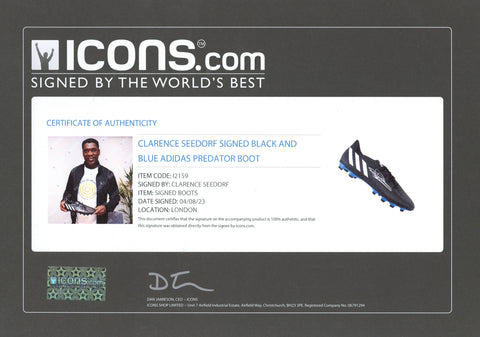 Clarence Seedorf Autographed Black and Blue Adidas Predator Cleat