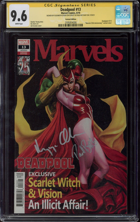 Deadpool #13 CGC 9.6 (W) Signed By Elizabeth Olsen Paul Bettany *2595854006*