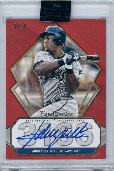 2022 Topps Baseball Luminaries #HK-BEL Adrian Beltre Hit King 06/10 Auto on Card