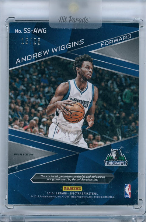 2016/17 Panini Basketball Spectra #SS-AWG Andrew Wiggins Patch Auto 15/25