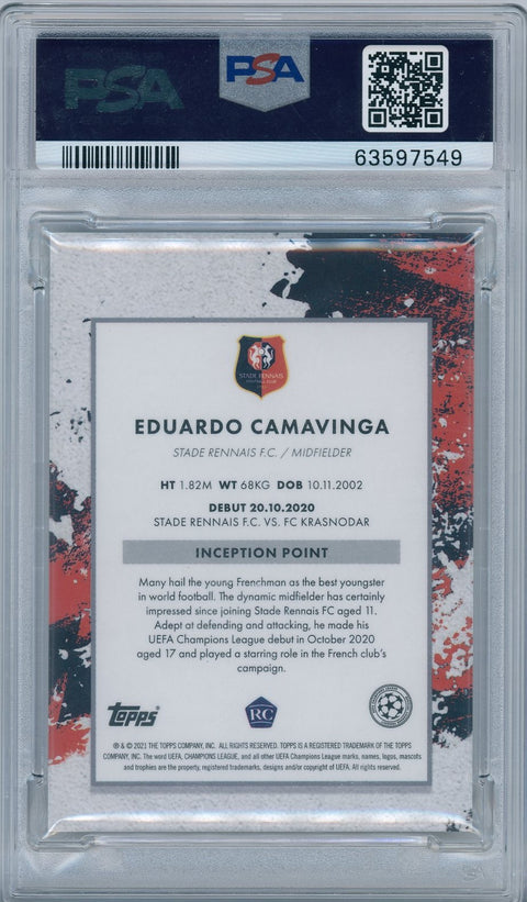 2020 Topps Soccer Inception UCL Eduardo Camavinga 04/25 Emerging Stars - Purple PSA 10