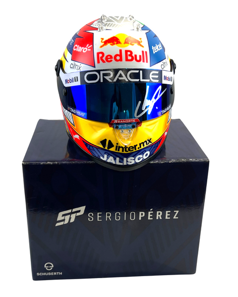 Sergio Perez Autographed  Red Bull 1:2 Mini Helmet