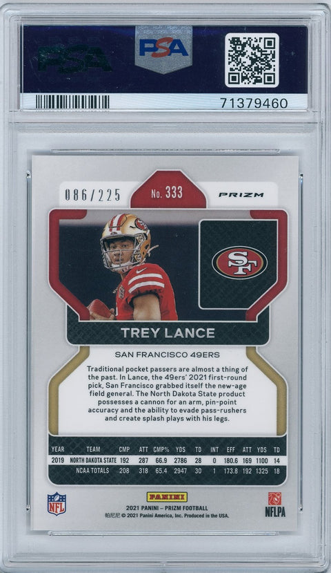 2021 Panini Prizm #333 Trey Lance Purple Ice 086/225 PSA 10