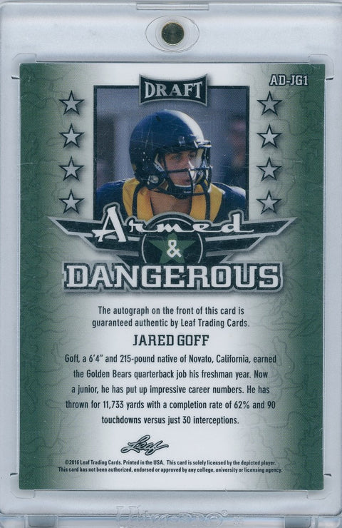 2016 Leaf Metal Draft #AD-JG1 Jarred Goff Auto Armed and Dangerous