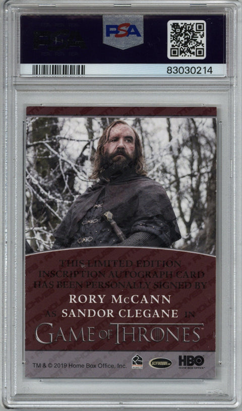 2020 Game of Thrones Rory McCann "The Hound !" Inscription AUTO PSA 8