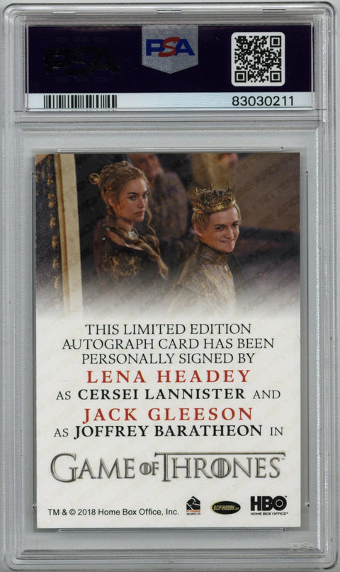 2019 Game of Thrones Lena Headey & Jack Gleason AUTO PSA 10