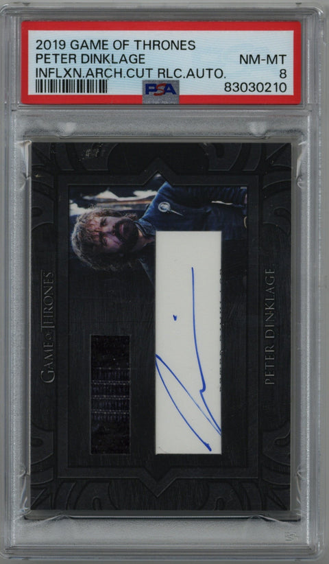 2019 Game of Thrones Peter Dinklage Inflxn Arch Cut Relic AUTO PSA 8