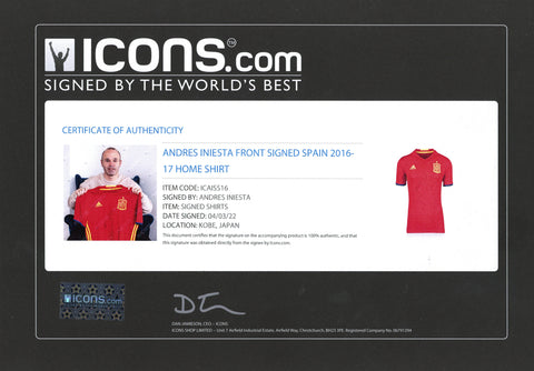 Andres Iniesta Front Signed Spain 2016/17 Adidas Home Jersey