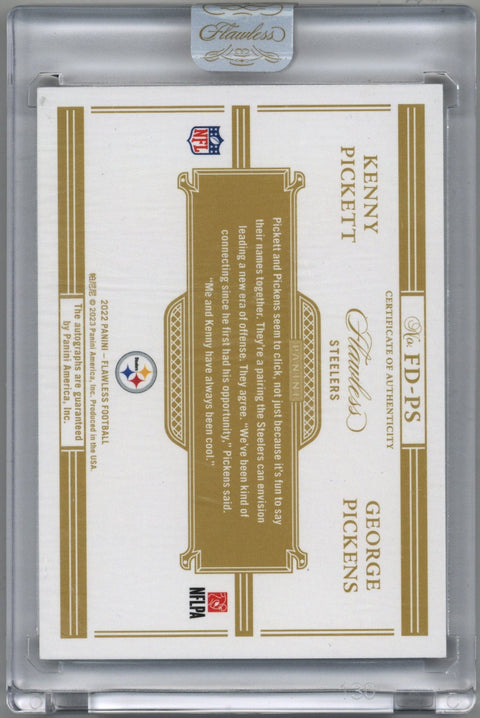 2022 Panini Flawless Football Kenny Pickett & George Pickens Auto on Card 8/8