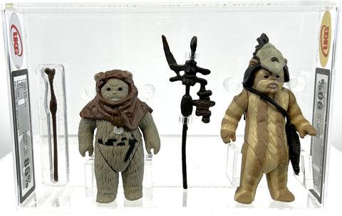 Star Wars Chief Chirpa 1993 L.F.L. No Coo UKG 85 *SW061869* & Star Wars Logray 1983 L.F.L. Macau UKG 90 Gold *SW061870*