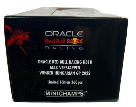 Max Verstappen Autographed 1/18 Red Bull Racing Honda RB18 Winner Hungarian GP 2022 Limited /360 pcs