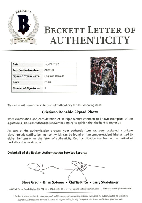 Cristiano Ronaldo Autographed Photograph 31cm x 41cm Framed