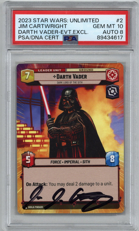 2023 Star Wars: Unlimited Promo Gen Con 2023 Darth Vader Dark Lord of the Sith #2 Auto Jim Cartwright PSA 10 Auto 8