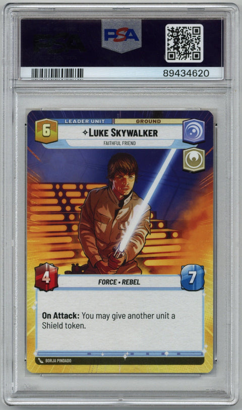 2023 Star Wars: Unlimited Promo Gen Con 2023 Luke Skywalker Faithful Friend #1 Danny Schaefer & Jim Cartwright Luke Skywalker PSA 10 Auto 9 *89434620*