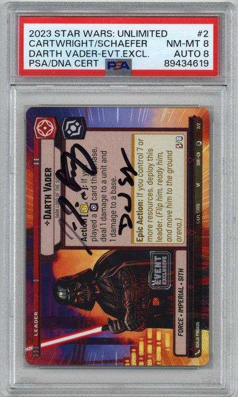 2023 Star Wars: Unlimited Promo Gen Con 2023 Darth Vader Dark Lord of the Sith #2 Danny Schaefer & Jim Cartwright PSA 8 Auto 8