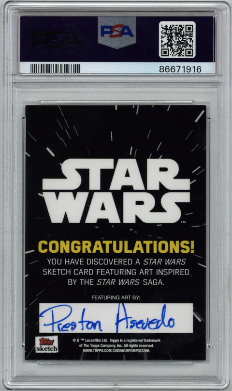 2017 Topps Star Wars Journey To the Last Jedi Sketch-Chewbacca Preston Asevedo PSA Authentic 1/1