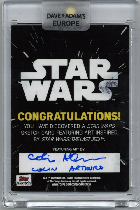 2017 Topps Star Wars Sketch Yoda Colin Arthures 1/1