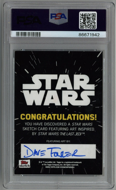 2017 Topps Star Wars the Last Jedi Sketch-R2-D2 Dave Fowler PSA Authentic 1/1