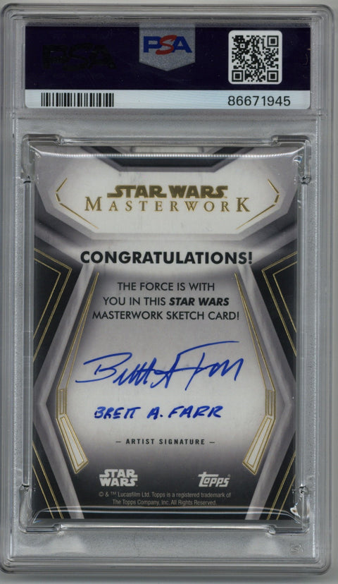 2020 Topps Star Wars Masterwork Sketch-The Mandalorian Brett Farr PSA Authentic 1/1