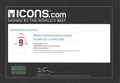 Robert Lewandowski #9 Autographed Nike Poland 2021/22 Home Jersey