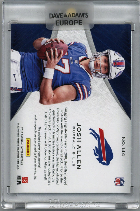 2018 Panini Limited Josh Allen Rookie Patch Auto #144 45/125