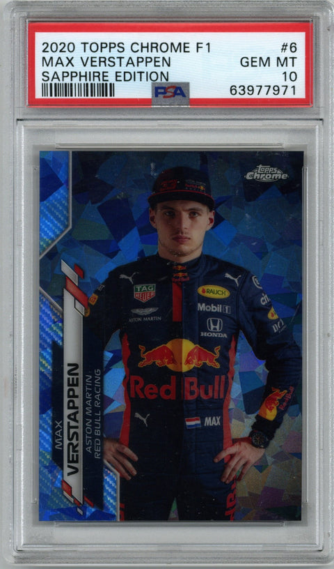 2020 Topps Chrome Formula 1 #6 Max Verstappen Sapphire Edition PSA 10