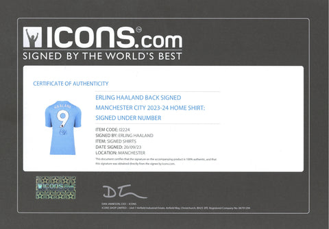 Erling Haaland #9 Autographed Puma Manchester City 2023/2024 Home Jersey