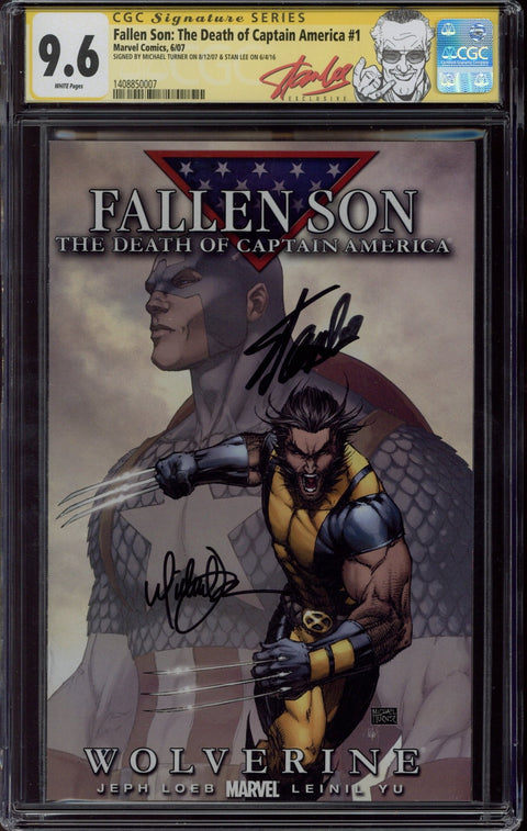 Fallen Son: The Death of Captain America #1 CGC 9.6 (W) Signed By Stan Lee *1408850007*
