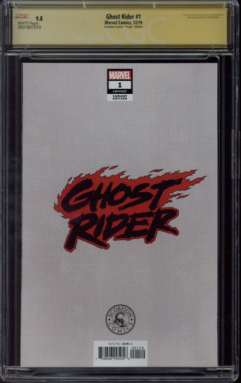 Ghost Rider #1 CGC 9.8 (W) Signed & Sketch By Gabriele Dell'Otto *3931807010*