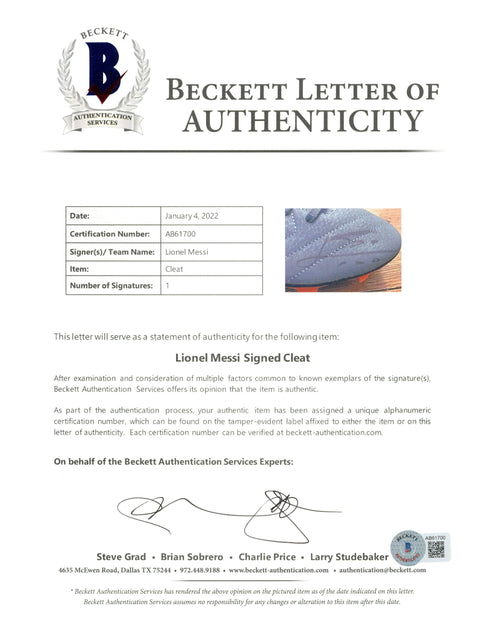 Lionel Messi Autographed Adidas Soccer Cleat