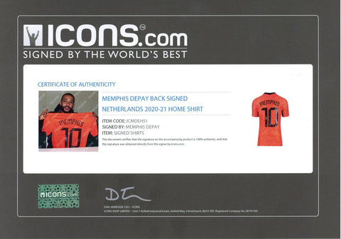 Memphis Depay #10 Autographed Nike Netherlands 2020/21 Home Jersey