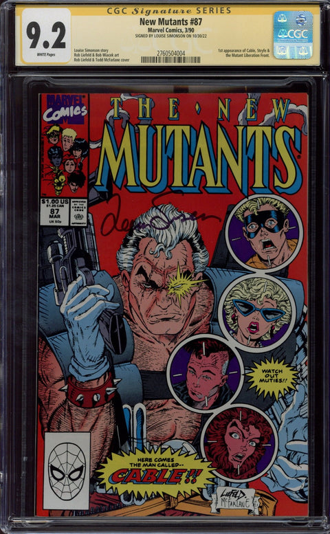 New Mutants #87 CGC 9.2 (W) Signed By Louise Simonson *2760504004*