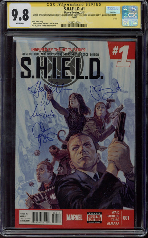 S.H.I.E.L.D. #1 CGC 9.8 (W) Signed By Atwell/Bennet/Gregg/Smulders *1593738014*