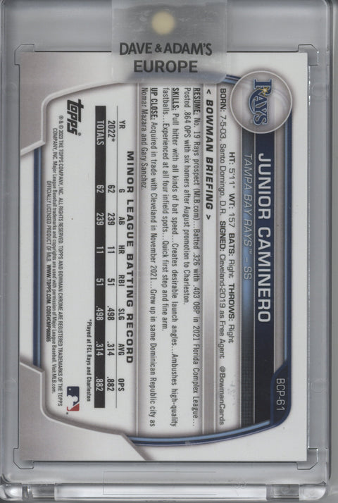 2023 Bowman Chrome Junior Caminero 1st bowman blue refractor 016/150