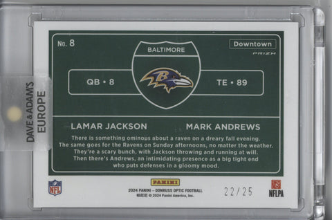 2024 Donruss Optic Black Pandora Lamar Jackson/Mark Andrews Downtown 22/25