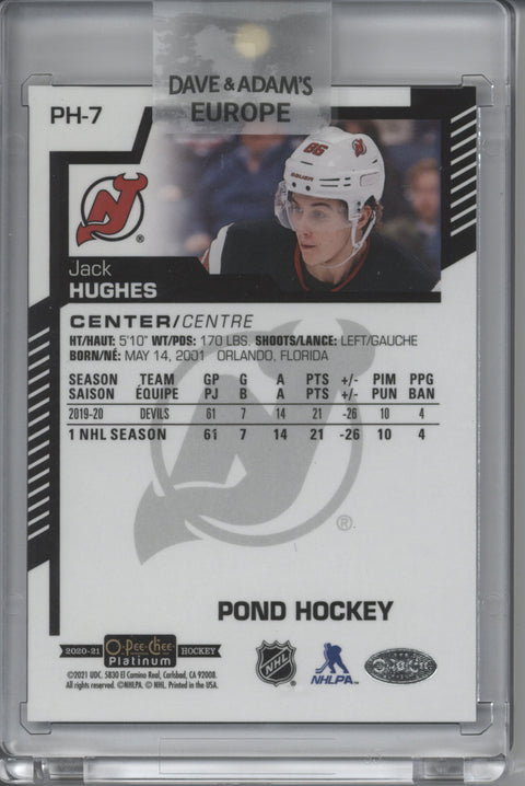 2020-21 O-Pee-Chee Platinum Jack Hughes Pond Hockey Card #PH-7