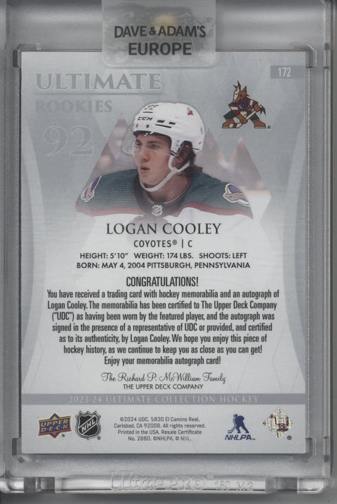 2023/24 Upper Deck Ultimate Logan Cooley Patch Auto 15/15