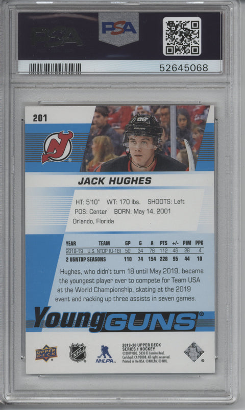 2019 Upper Deck Jack Hughes Card #201 PSA 9