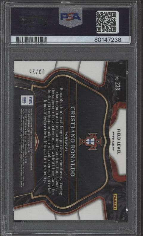 2022 Select Cristiano Ronaldo Zebra #3/25 #238 PSA 9
