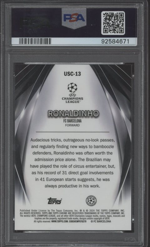 2023 Topps Chrome Ultimate Stage Ronaldinho Orange #5/25 PSA 10