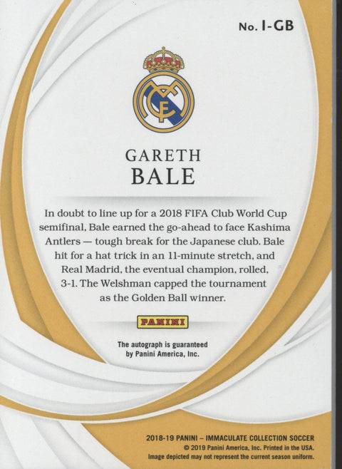 2018/19 Panini Immaculate Gareth Bale Blue Ink Auto /7 #I-GB